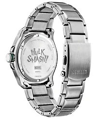Marvel by Citizen Hulk Silver-Tone Stainless Steel Bracelet Watch 43mm