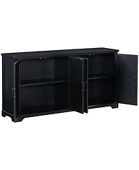 Wooden Sideboard with Pine Doors & Metal Handles