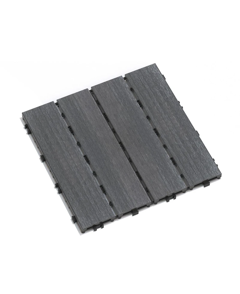 Wpc Patio Tiles - 22 Pack - Interlocking Decking - 11.8" Ash