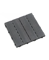 Wpc Patio Tiles - 22 Pack - Interlocking Decking - 11.8" Ash