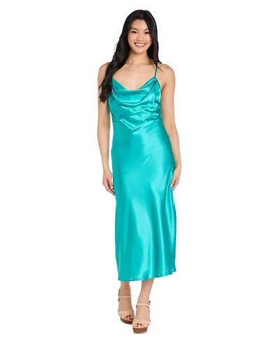 Morgan & Company Juniors' Cowlneck Midi Slip Dress