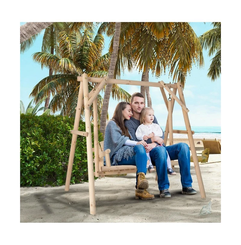 Heavy Duty Wooden Porch Swing Frame with Reinforced Bars