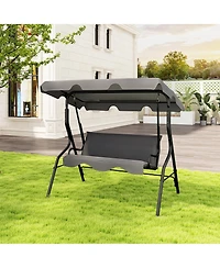 Gymax 3-Person Swing Chair Porch Seat w/ Adjustable Canopy Removable Cushion