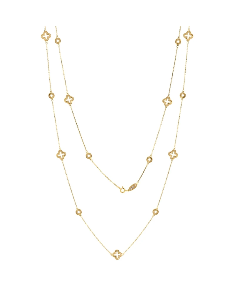 Suzy Levian New York Sterling Silver Sapphire & Created White Station Necklace
