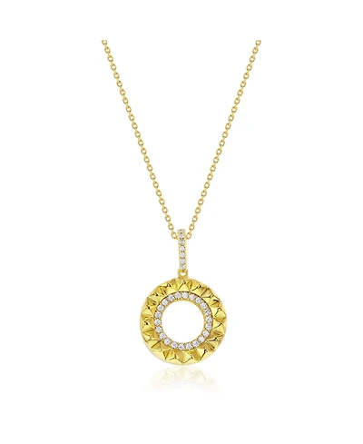 Suzy Levian Sterling Silver Cubic Zirconia Circle Sunburst Pendant