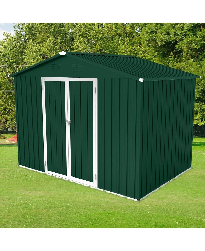Metal garden sheds 6ftx8ft outdoor storage sheds Green+White