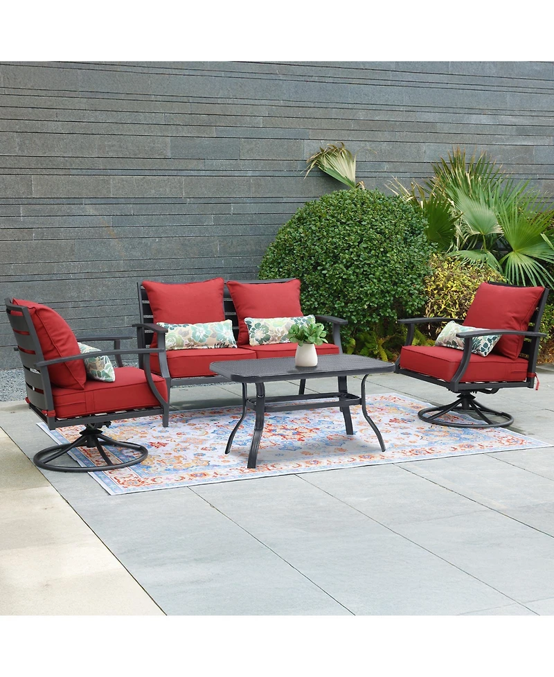 Aoodor 23'' x 26'' Outdoor Deep Seat Chair Cushion Set, Olefin Fabric, Slipcover with Sponge Foam, (Set of 2 Seats, 2 Backs, 2 Lumbar Pillows)