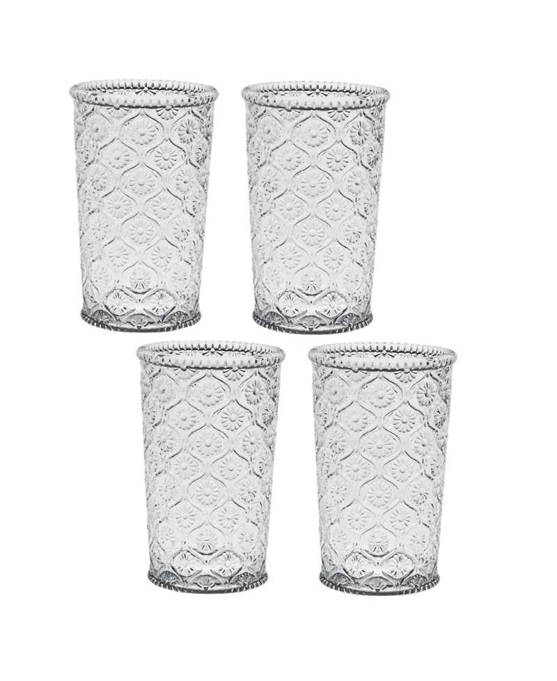Qualia Glass Cameo Highball Glasses, Set of 4