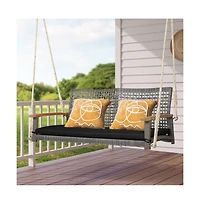 2-Person Patio Wicker Hanging Swing Chair
