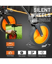 EchoSmile Collapsible Foldable Wagon with 300lbs Weight Cart Heavy Duty Folding Beach Wagon Cart with Wheels and Adjustable Handle for Camping Garden