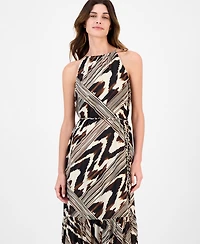 Anne Klein Women's Printed Halter-Neck Sleeveless Midi Dress