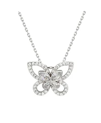 Suzy Levian Sterling Silver Cubic Zirconia Butterfly Pendant