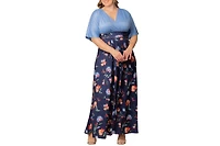 Kiyonna Plus Havana Color Block Maxi Dress