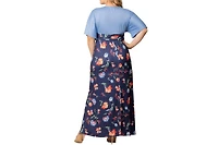 Kiyonna Plus Havana Color Block Maxi Dress