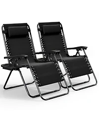 Outdoor Patio Zero Gravity Chair - Reclining Lounge Chairs with Pillows & Cup Holders