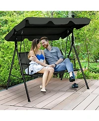 Gymax Outdoor Porch Swing Canopy Patio Swing Chair 3 Person Canopy Hammock