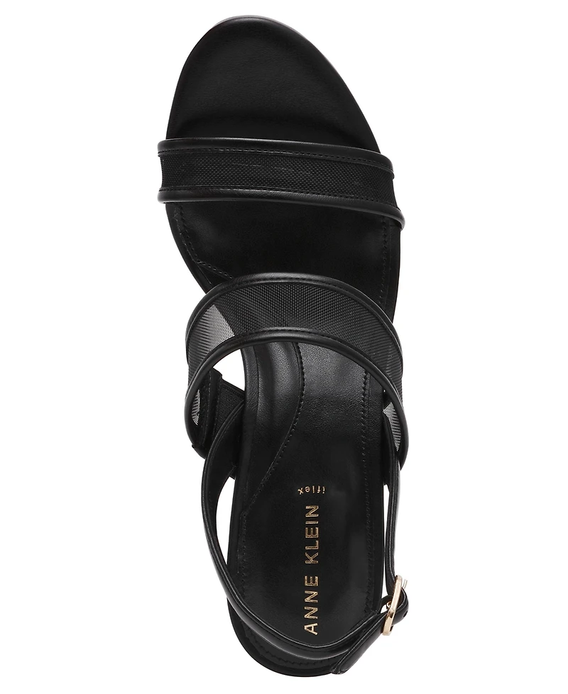 Anne Klein Women's Rhonda Mesh Band Block Heel Dress Sandals