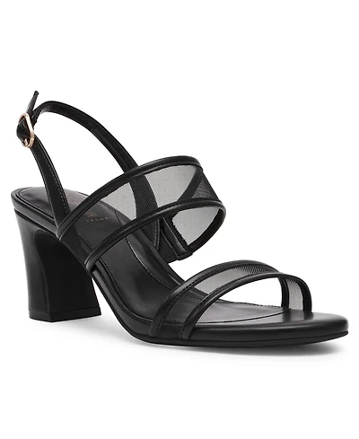 Anne Klein Women's Rhonda Mesh Band Block Heel Dress Sandals