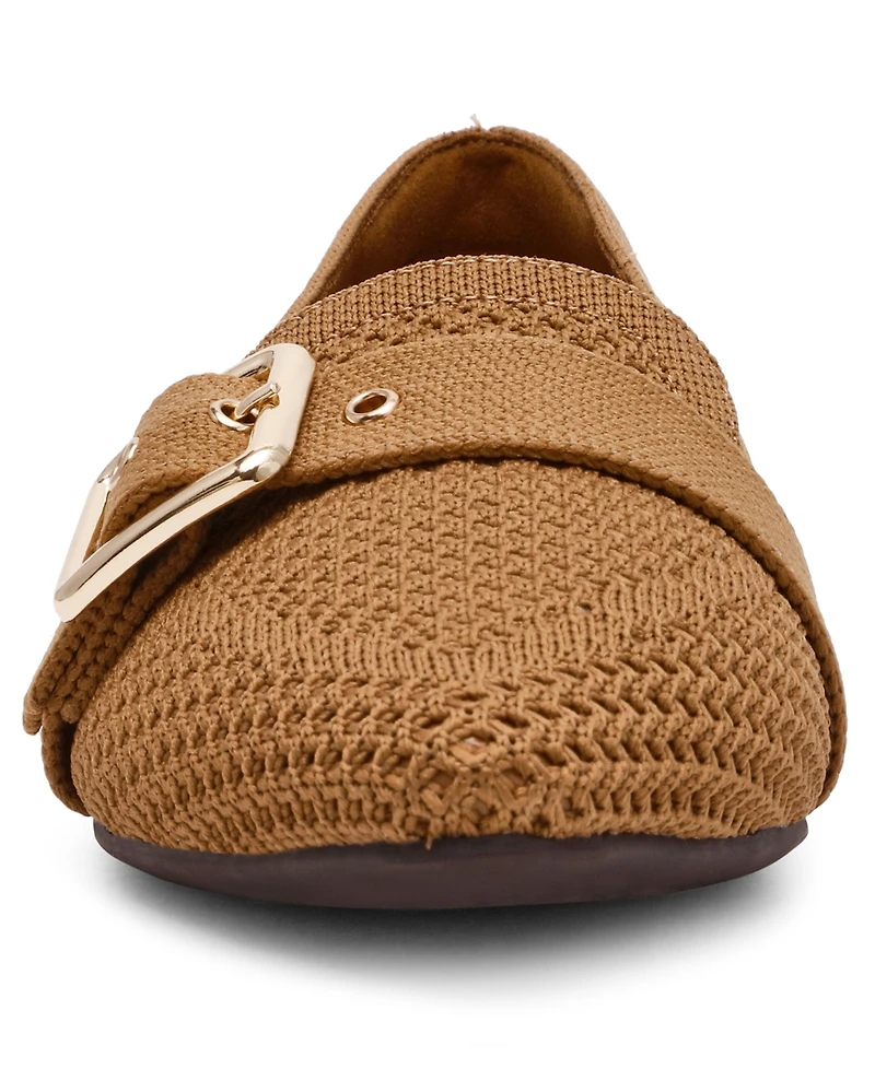 Anne Klein Women's Oakland Buckle Strap Knit Flats