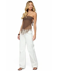 Edikted Women's Backless Sheer Mesh Strapless Top