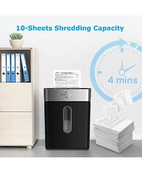 Bonsen Paper Shredder for Home Office, 10-Sheet Cross-Cut Shredder, P-4 High Security Level, Quiet Credit Card Shredder with Jam Proof System, 4 Gallo
