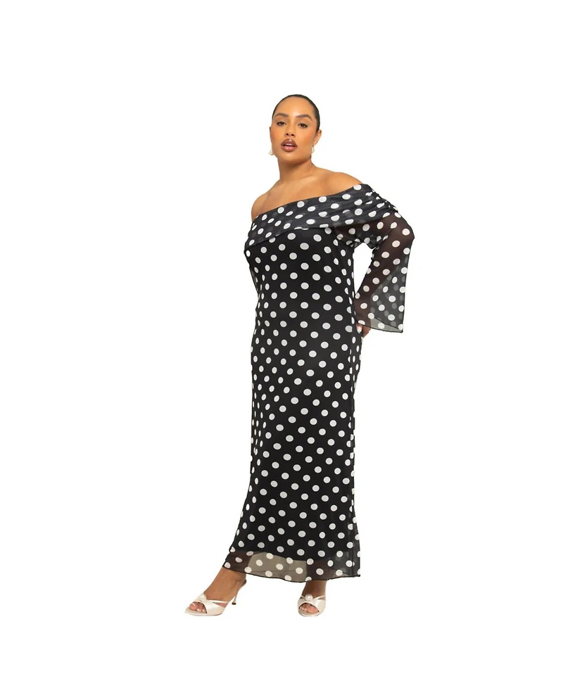 Fashion-szn Curve Women's Polka Dot Midi Dress
