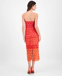 Sam Edelman Women's Dotted Lace Strapless Midi Dress