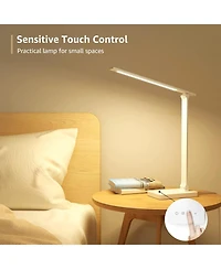 Lepro Led Desk Lamp with 9.5W 750LM Metal Touch Control , 5 Color Modes 5 Brightness Level, Eye Caring For Reading, Crafts, School Supplies, White