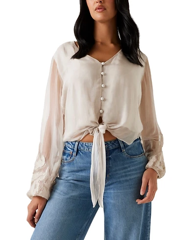 Guess Women's Camilla Blouson-Sleeve Button-Front Blouse