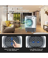 4-in-1 Industrial Evaporative Air Cooler Fan with 45 L Tank and Wheels