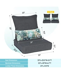 Aoodor 23'' x 26'' Outdoor Deep Seat Chair Cushion Set, Olefin Fabric, Slipcover with Sponge Foam, (Set of 2 Seats, 2 Backs