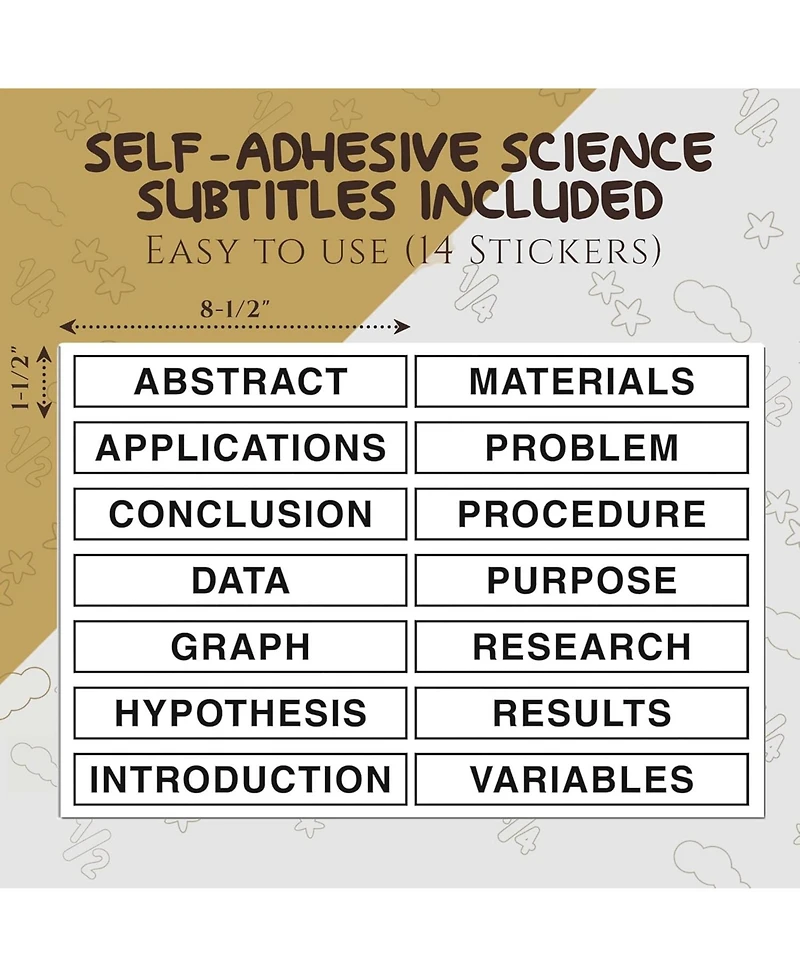 Trifold Poster Board 36" x 48" White Presentation Board - Self-Adhesive Science Subtitles Included