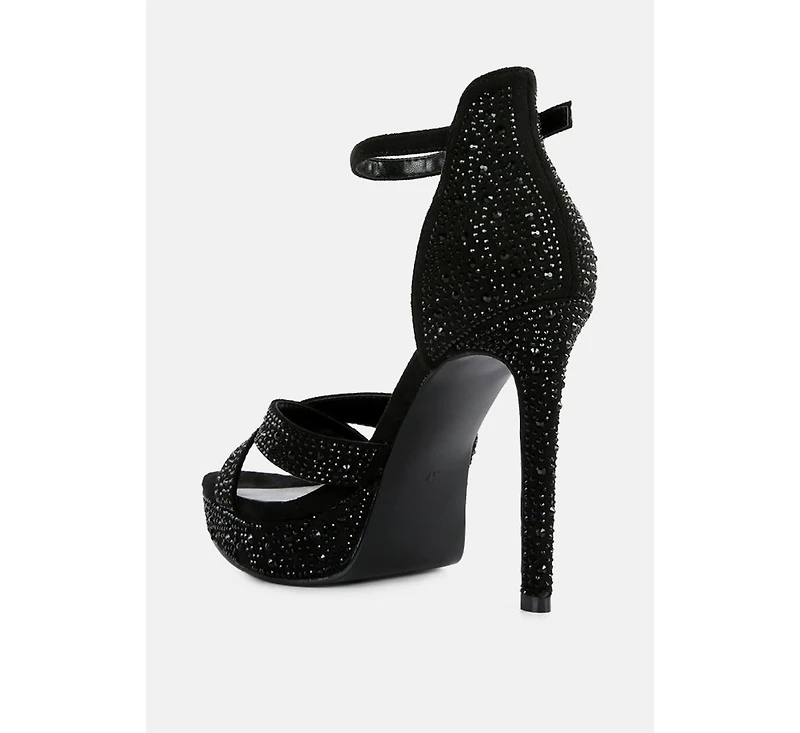 Regalia Womens Rhinestone Embellished Stiletto Sandals
