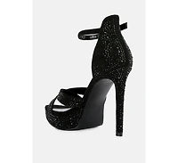 Regalia Womens Rhinestone Embellished Stiletto Sandals