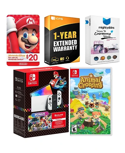 Nintendo Switch Oled Console Mario Kart 8 Bundle with Animal Crossing New Horizons, Nintendo $20 eShop Gift Card