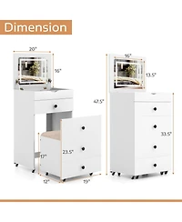 3-in-1 Vanity Set with Cushioned Stool and Flip-up Mirror