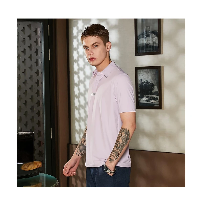 Campus Sutra Men's Lilac Seamless Solid Polo T-Shirt