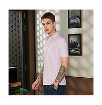 Campus Sutra Men's Lilac Seamless Solid Polo T-Shirt
