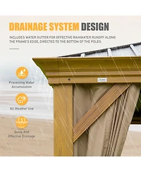 Outdoor Living 14x20FT Hardtop Gazebo, Permanent Metal Gazebo with Galvanized Steel Double Roof and Aluminum Frame, Curtain and Netting, Large Pavilio