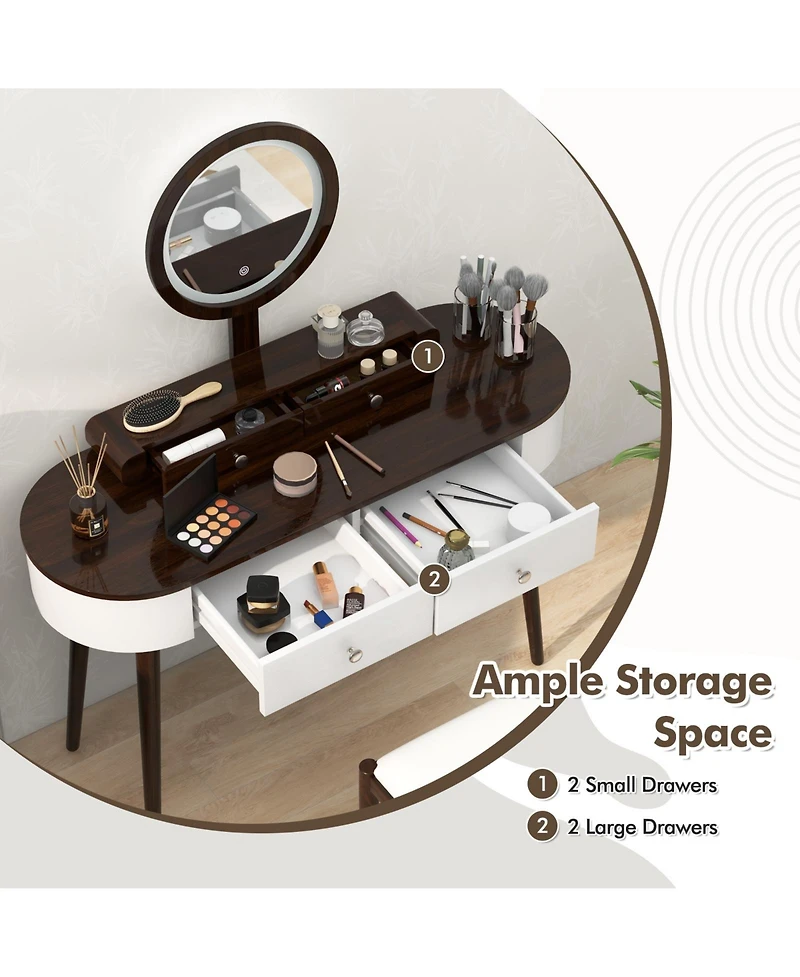 Makeup Vanity Table Set with Led Mirror and 3 Spacious Drawers