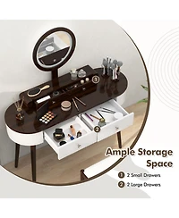 Makeup Vanity Table Set with Led Mirror and 3 Spacious Drawers