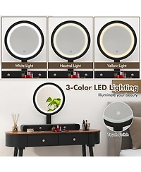 Makeup Vanity Table Set with Led Mirror and 3 Spacious Drawers