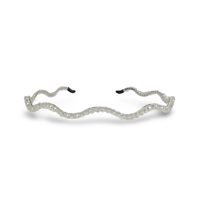 Wavy Beaded Headband - White
