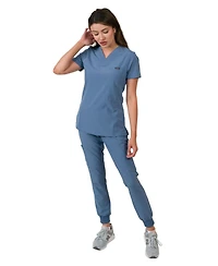 Medgear Women's 1-Pocket Top Knit Rib Cuff Jogger Pants Set