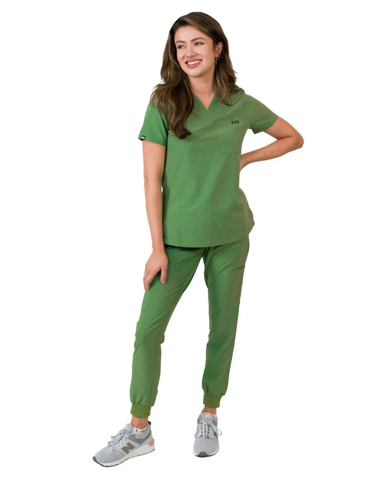 Medgear Women's 1-Pocket Top Knit Rib Cuff Jogger Pants Set