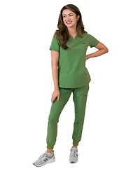 Medgear Women's 1-Pocket Top Knit Rib Cuff Jogger Pants Set