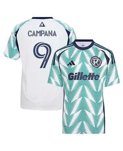 Adidas Big Boys and Girls Leonardo Campana White New England Revolution 2025 Eastern Pine x Flag of Replica Player Jersey
