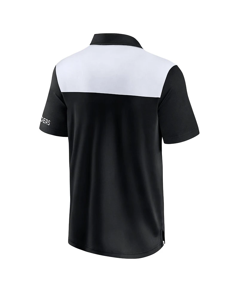 Fanatics Men's Black/White Las Vegas Raiders Color Block Polo Shirt