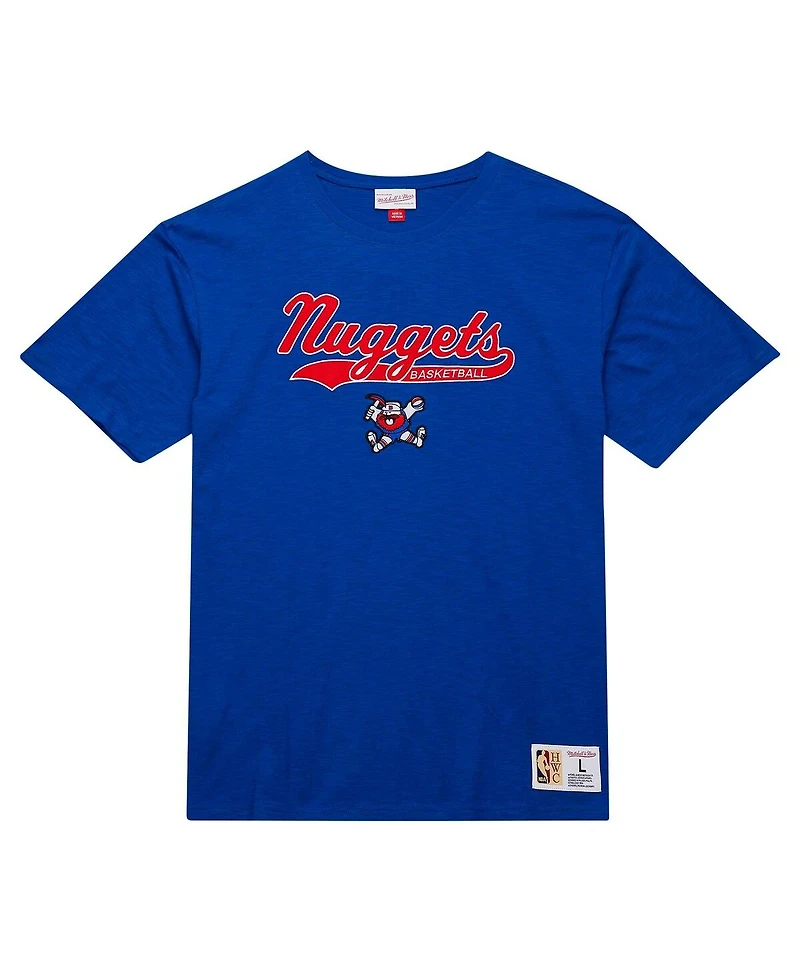 Mitchell & Ness Men's Royal Denver Nuggets Hardwood Classics Felt Applique Slub T-Shirt