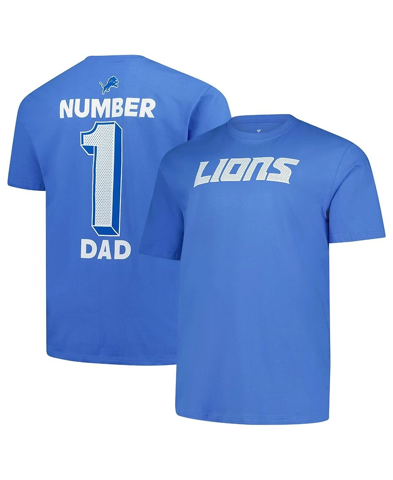 Fanatics Men's Blue Detroit Lions Big Tall Number One Dad T-Shirt